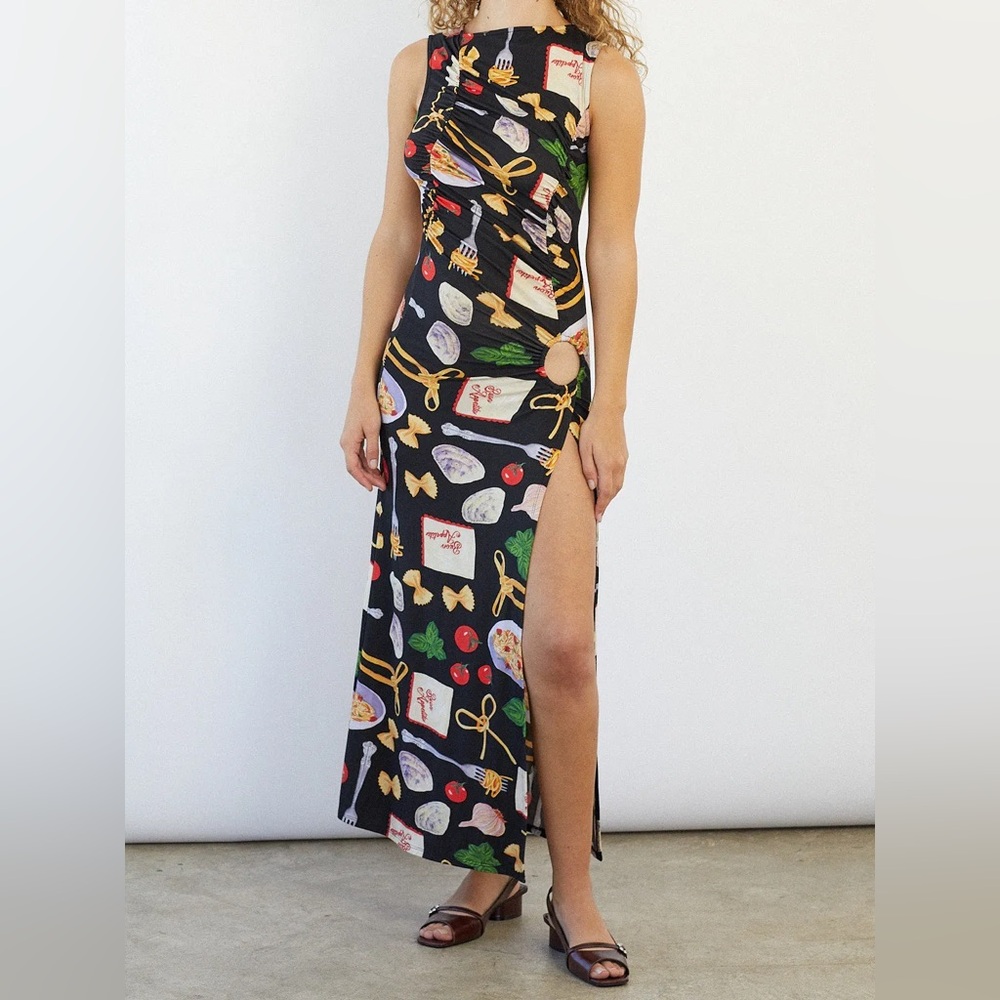Lisa Says Gah Black Patterned Midi Dress